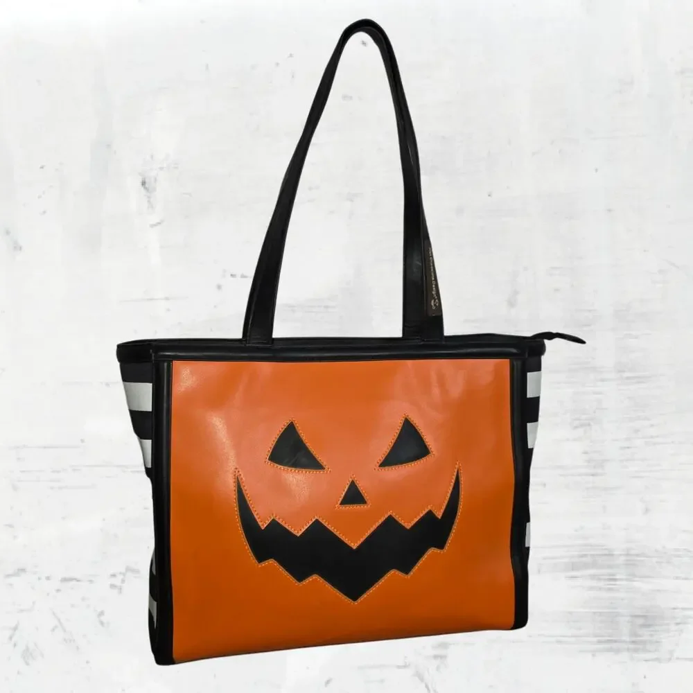Hot Chocolate Design Jack O Lantern Double Sided Halloween Tote Bag Pumpkin